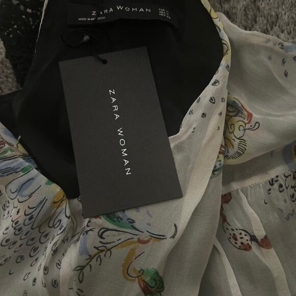 ZARA WOMAN Silk Dress Lace Detail 7785/739 Size M New With Tags $189 - Picture 14 of 16